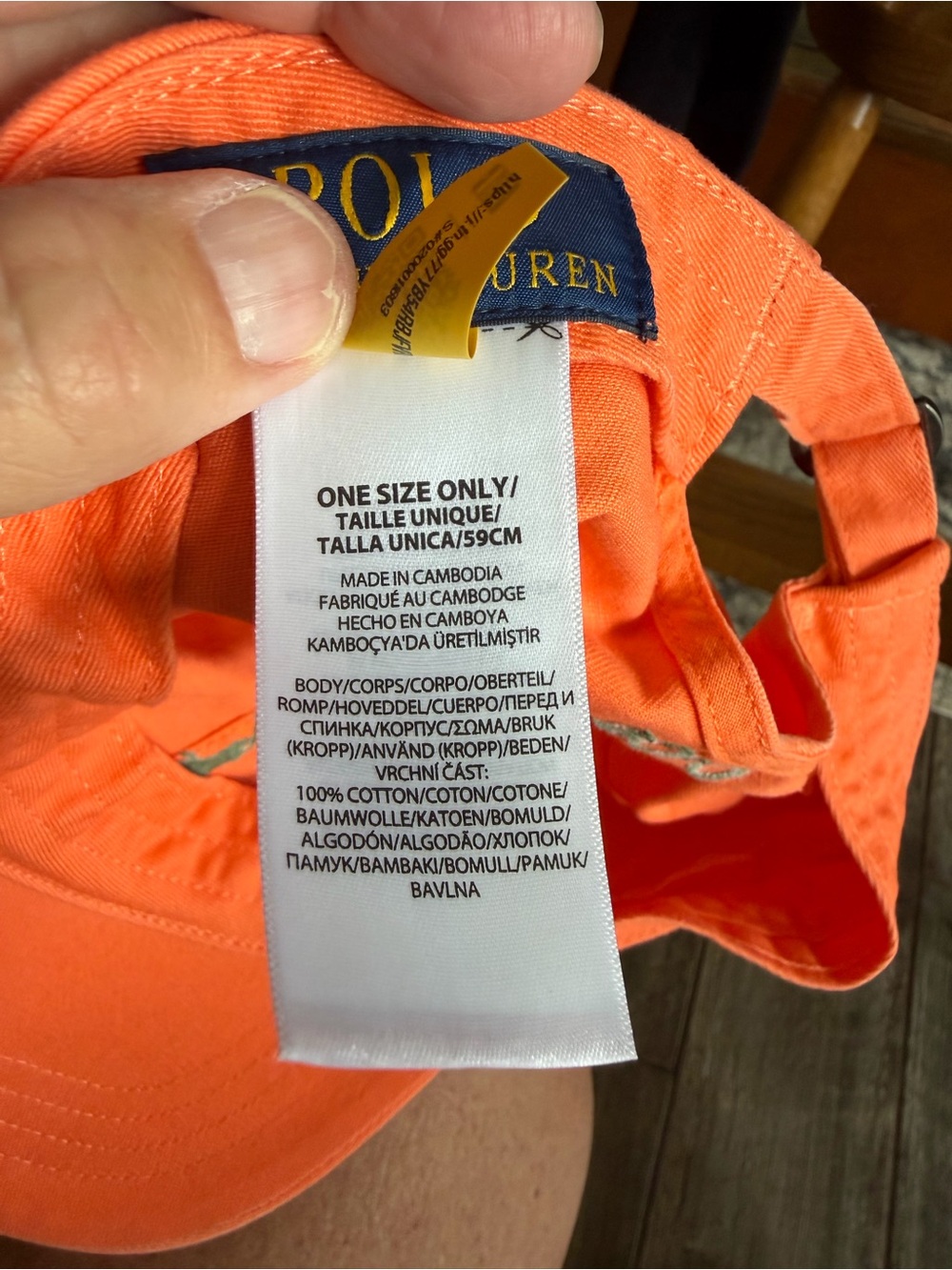 Polo Ralph Lauren Adjustable Orange Cotton Baseball Cap With Pony Logo One Size - Picture 4 of 4